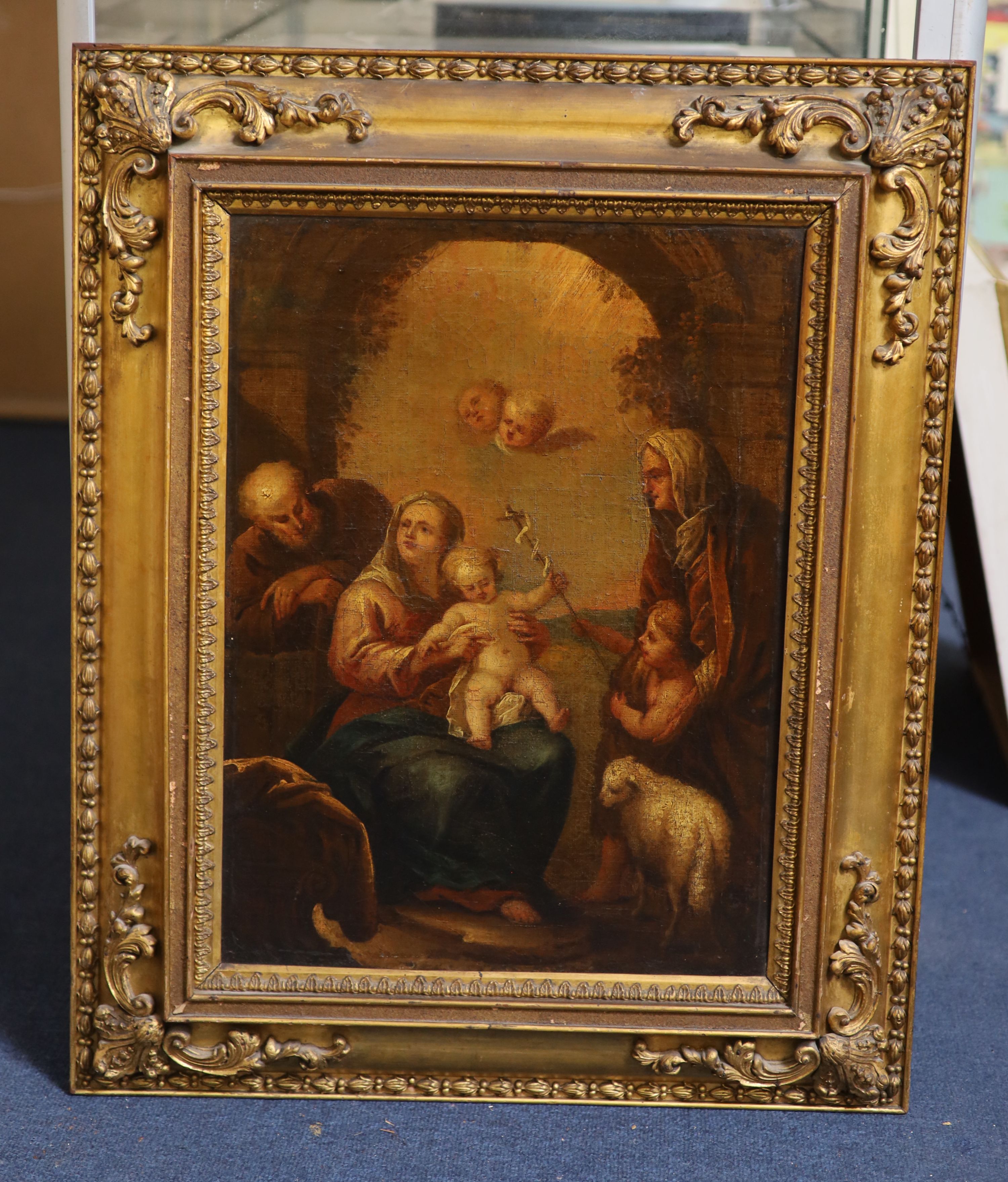 17th century Italian school - The Holy Family with St.John the Baptist and St. Anne